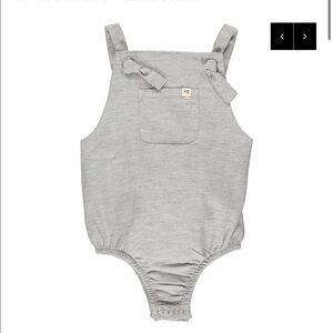 Me & Henry cotton bubble taupe overall snap onesie